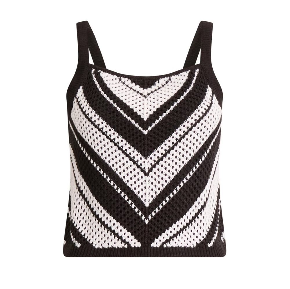 Sofia by Sofia Vergara Black and White Chevron Tank Top
